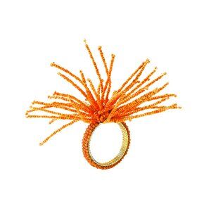 Kim Seybert Set of 12 Spider Bead Burst Orange Napkin Rings